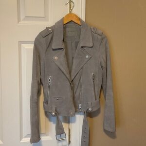 Blank NYC Light Gray Suede Leather Jacket